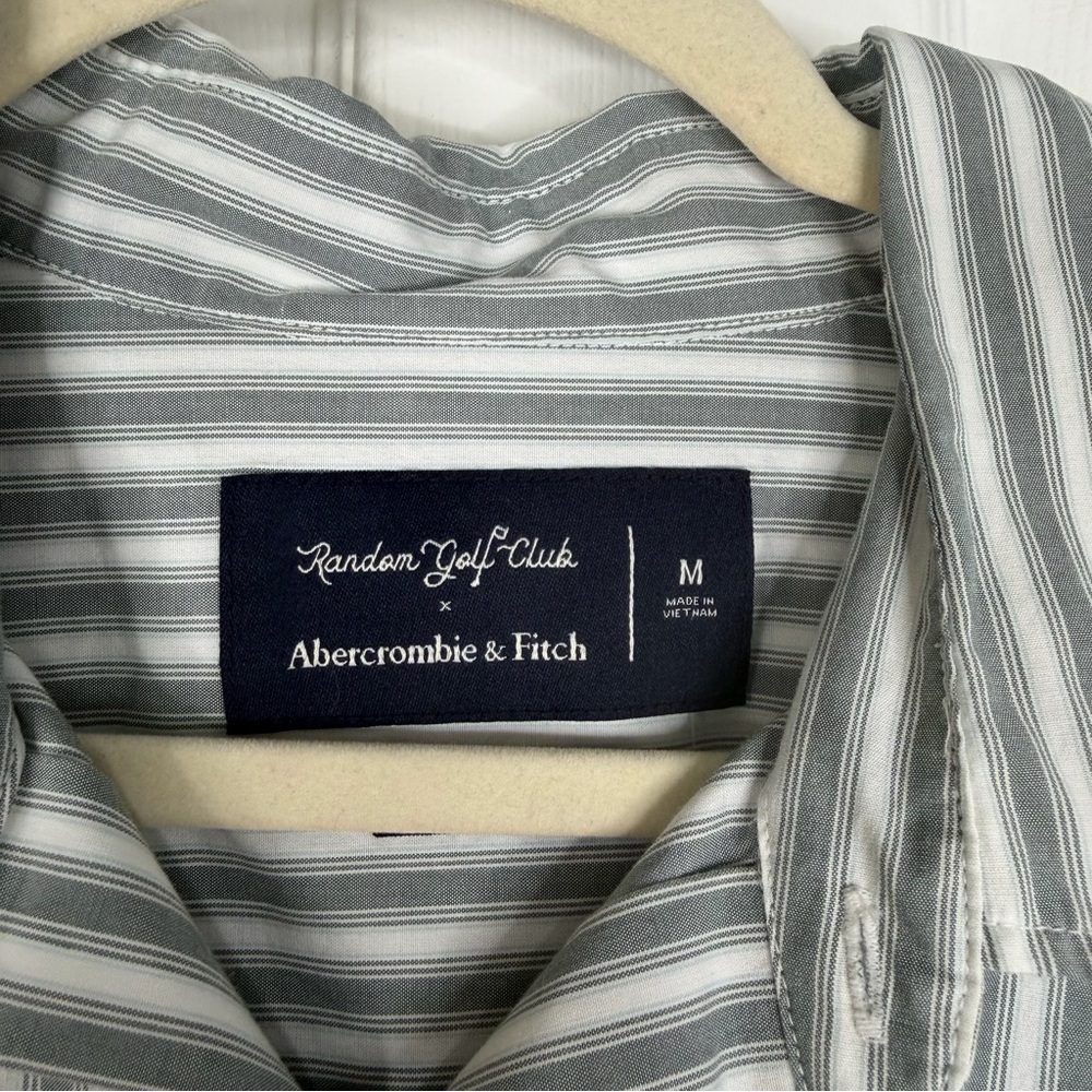 Sz M Random Golf Club x Abercrombie Green Striped Cropped Boxy Shirt NWT $70 - Picture 5 of 10